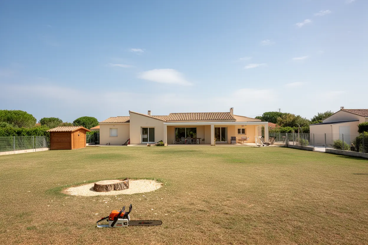 Jardin sécurisé après abattage du pin à Miramas