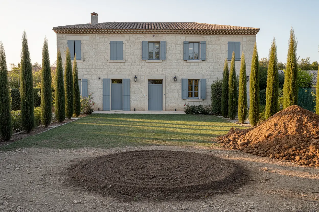Emplacement rebouché prêt à replanter à Saint-Chamas