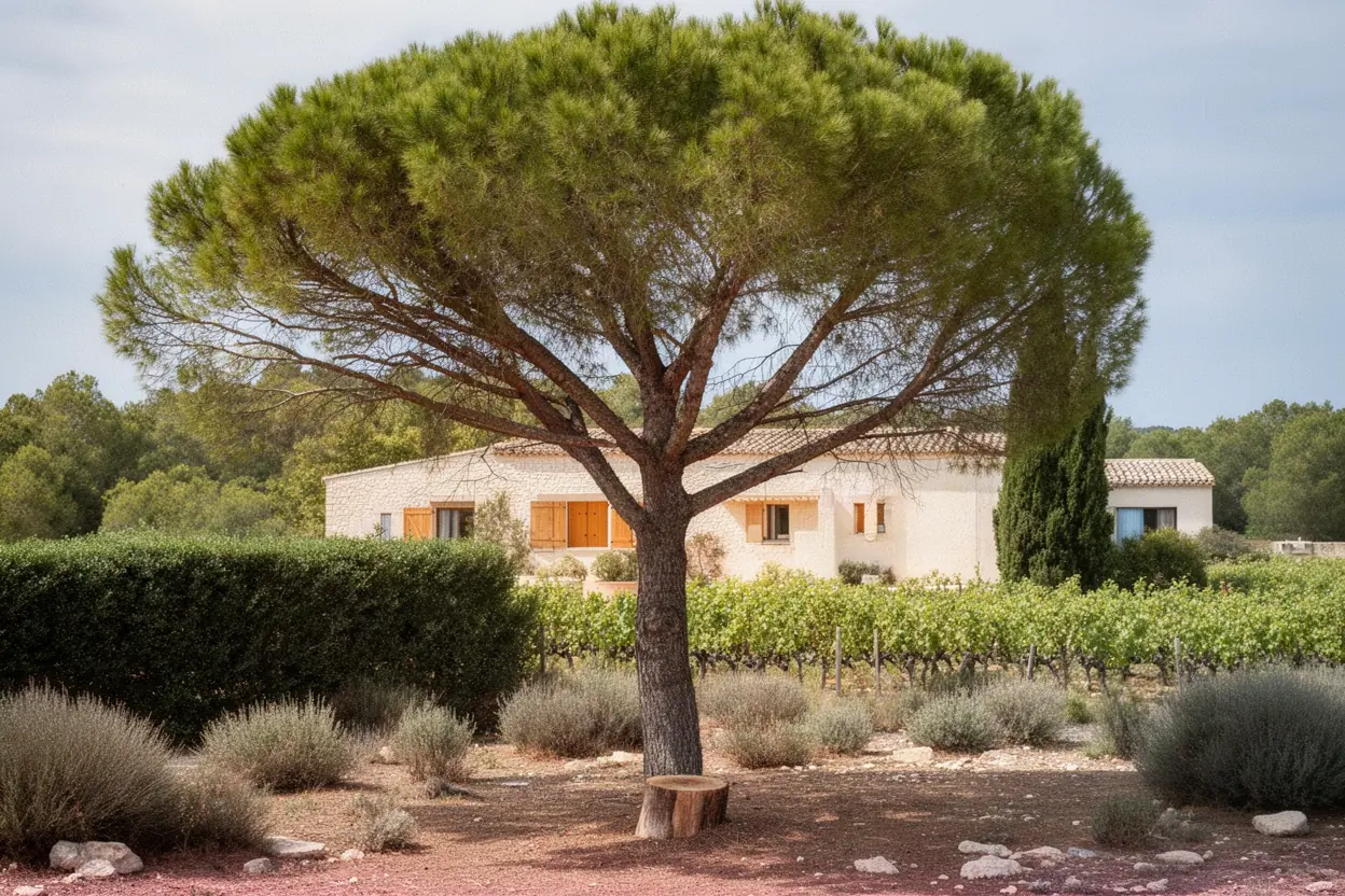 Pin d'Alep éclairci après élagage préventif à Lançon-Provence