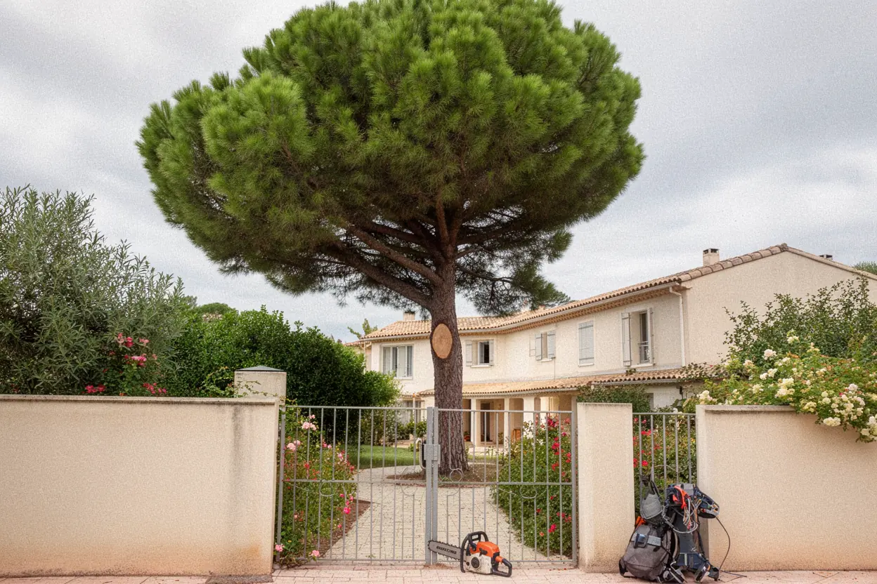 Pin d'Alep allégé et sécurisé après intervention à Salon-de-Provence